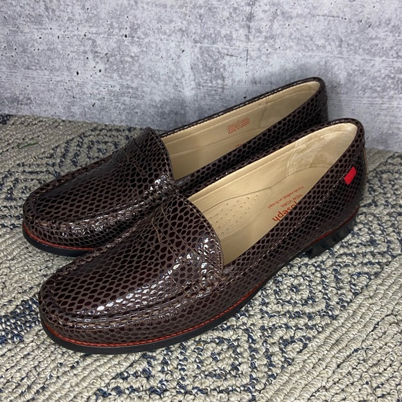 Marc Joseph New York East Village Women’s Faux Snake Penny Loafer In Chocolate - Picture 5 of 9